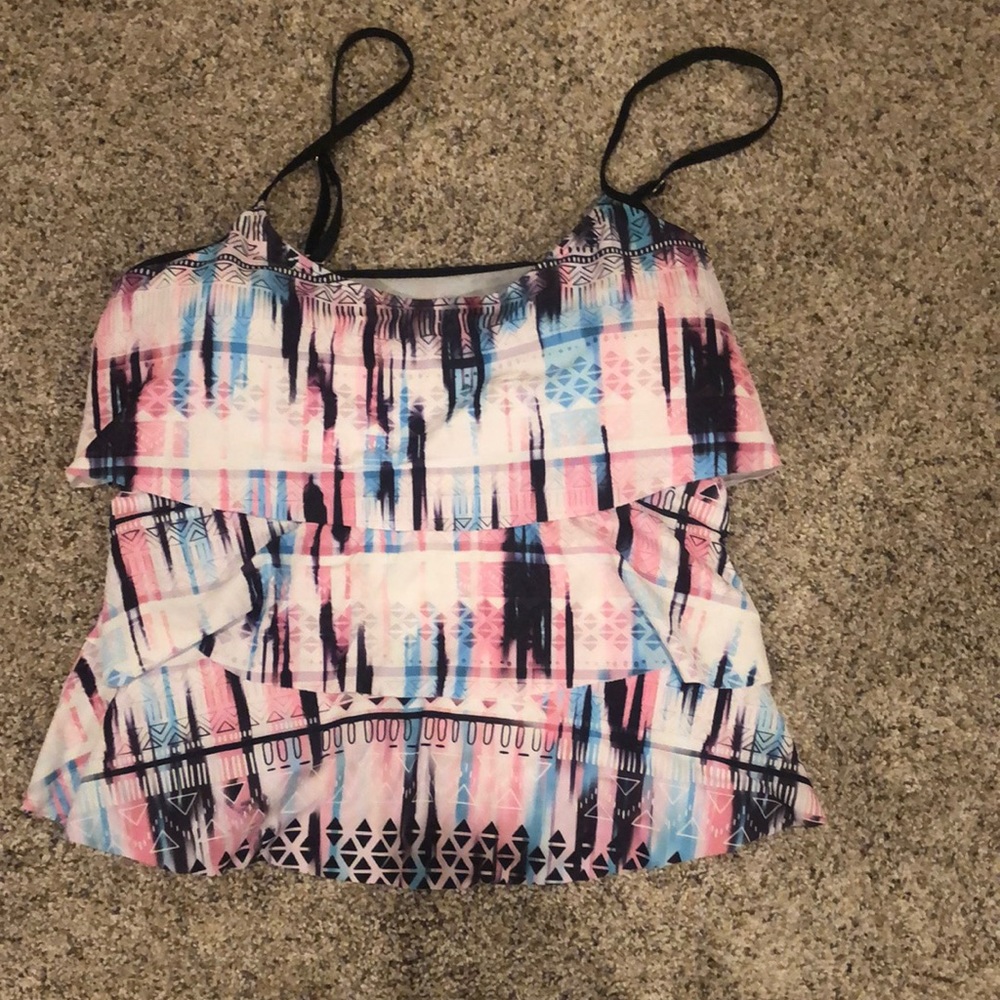 Size XL tankini with adjustable straps.